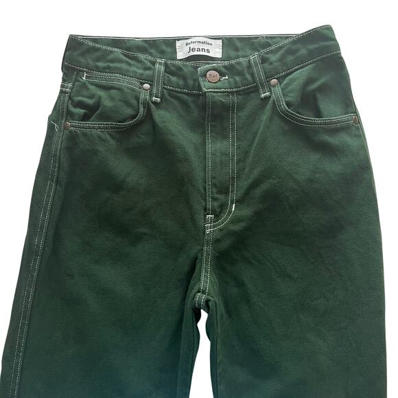 Reformation Cowboy High Rise Straight Leg Jeans Emerald Green Size 26 - Picture 3 of 7